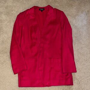 Express Magenta Linen Blend Boyfriend Blazer